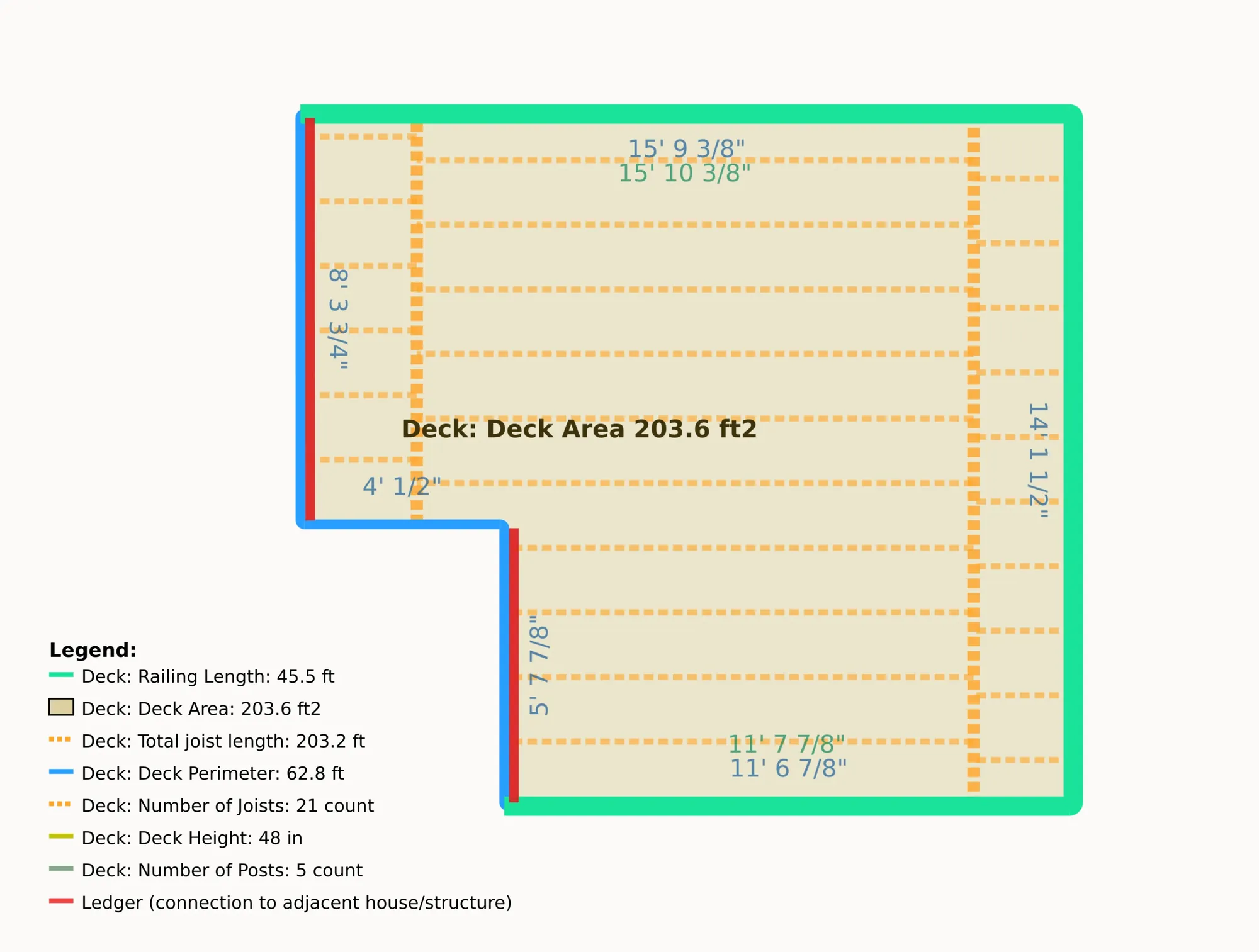 Technical drawing of the deck