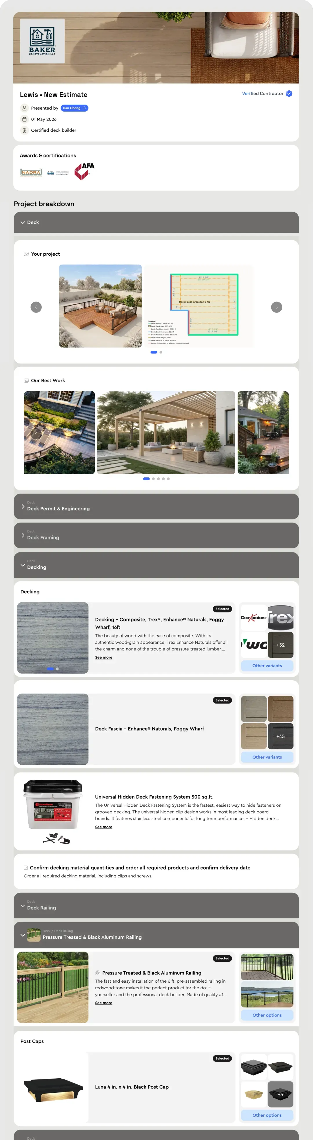 Client-ready proposal generated for the deck project